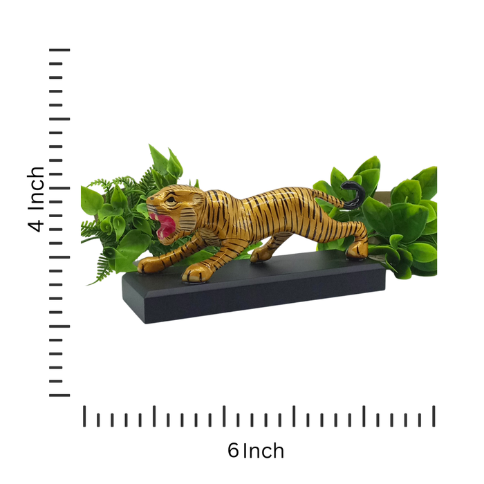 Handcrafted Metal Tiger with Pawti Stand - Exquisite Home Decor Accent