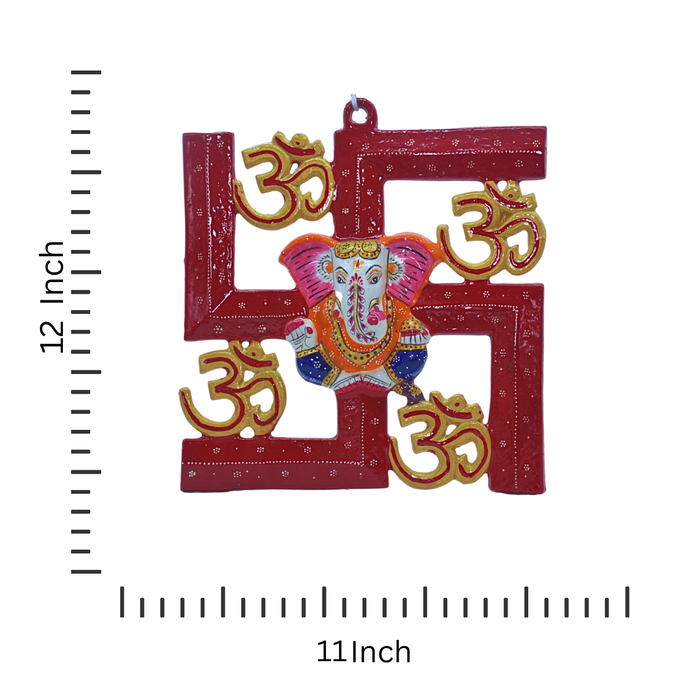 Divine Swastik with Ganesha and Om Symbols