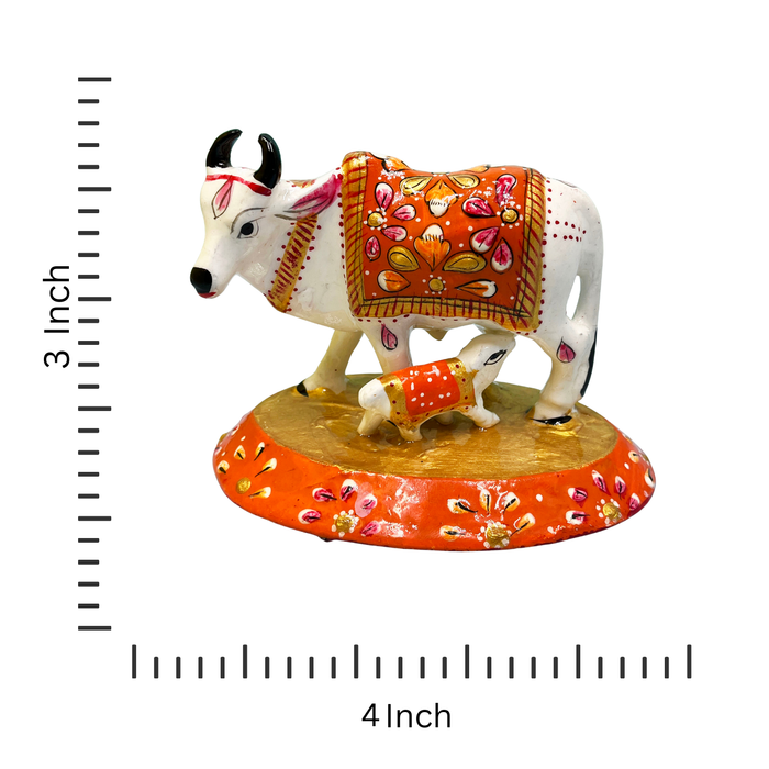 Hand-Painted Metal Meenakari Cow and Calf – Vibrant Symbol of Prosperity & Devotion