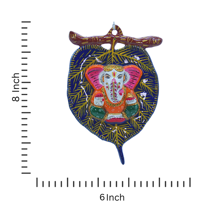 Handcrafted Ganesha with Peepal Leaf Design