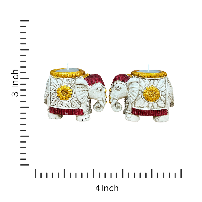 Royal Elephant Candle Stand Pair - Traditional Home Décor Set