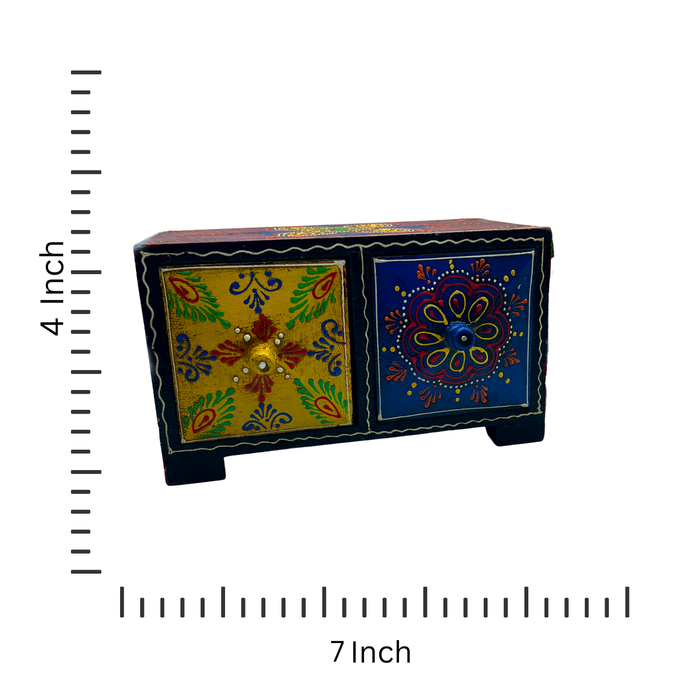 Handcrafted Wooden Box with Vibrant Traditional Artwork
