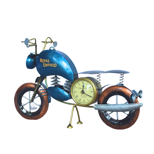 Blue Royal Enfield Iron Bike with Clock