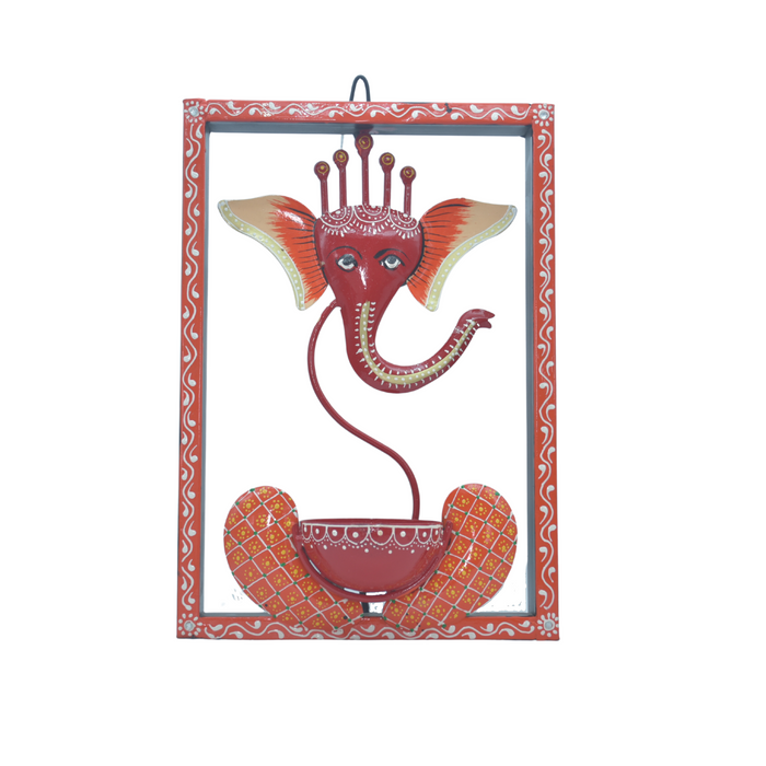 Handicrafts Metal Ganesha Diya T-Light Candle Holder Frame