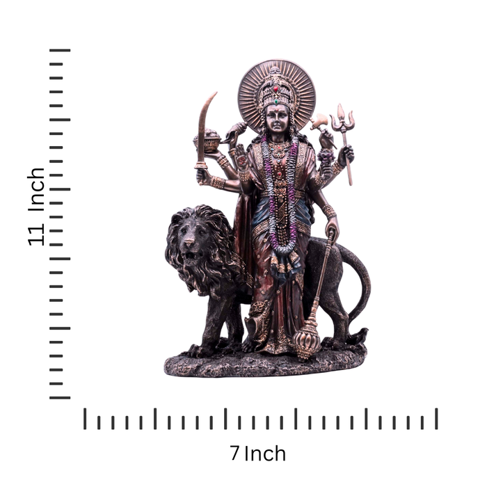 Handcrafted Copper Finish Goddess Durga Mata Statue