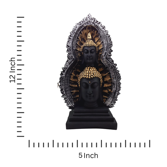 Black Resin Double Buddha Statue