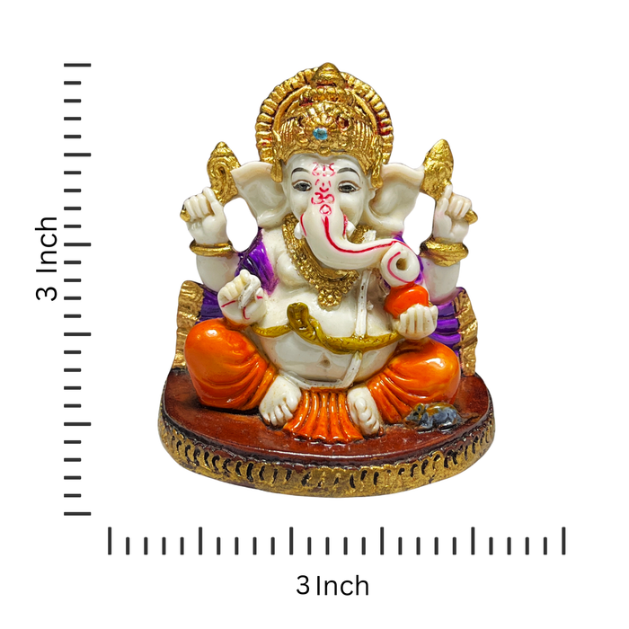 Handmade Resin Sitting Ganesh Statue for Temple Decor