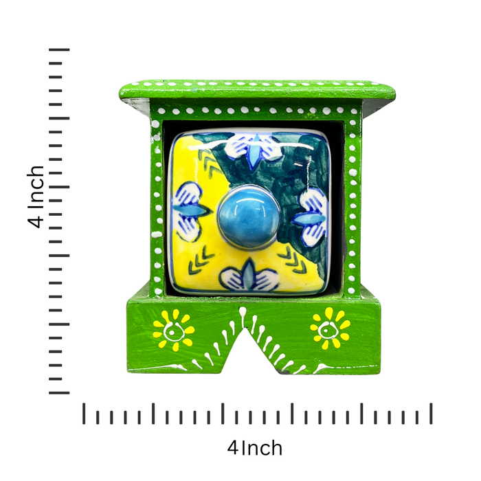 Handmade Wooden and Ceramic Drawer Box – Perfect for Colorful Home Décor