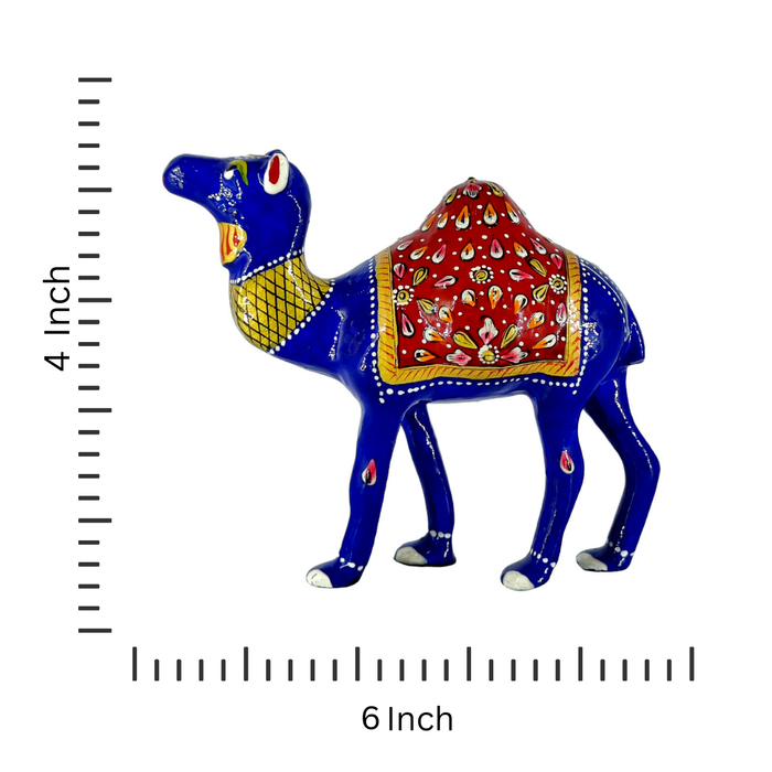 Handcrafted Meenakari Metal Camel Statue - Traditional Art Décor