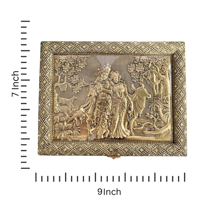 Elegant Dry Fruit Box with Lord Radha Krishna in Golden Finish
