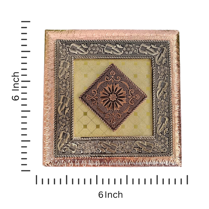 Wooden Dry Fruit Box with Copper and Gold Floral Motif