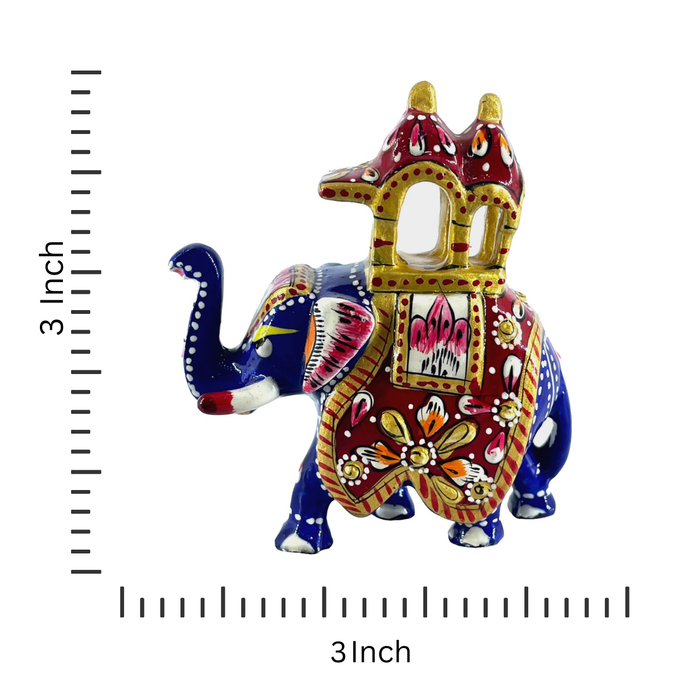 Hand-Painted Royal Elephant Figurine – Meenakari Home Décor