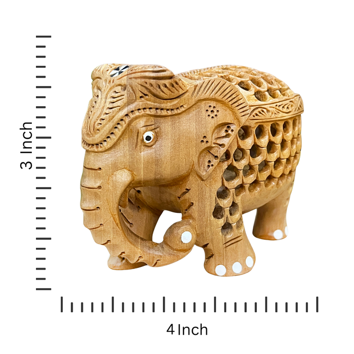Wooden Elephant Figure-A Handmade Indian Jali Painting