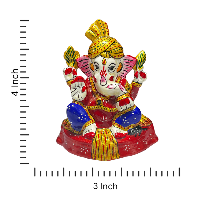 Handcrafted Vibrant Metal Ganesh Idol for Temple and Home Decor