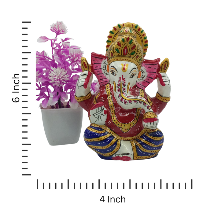 Handmade Colorful Metal Ganesha Statue.