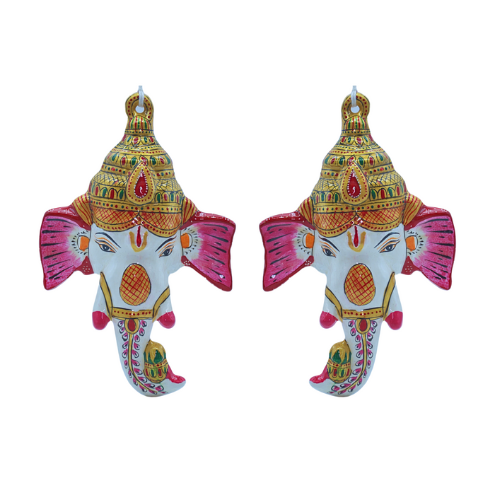 Metal Face Lord Ganesha Wall Hanging Decorative Showpiece