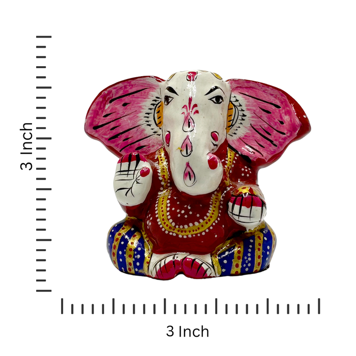 Handcrafted Meenakari Metal Ganesha Statue for Temple Decor