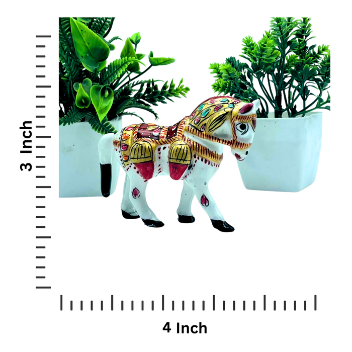 Handcrafted Metal Meenakari Horse Figurine – Elegant Home Décor