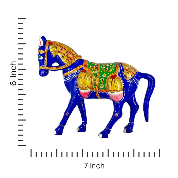 Elegant Handcrafted Metal Meenakari Horse Statue for Home Décor