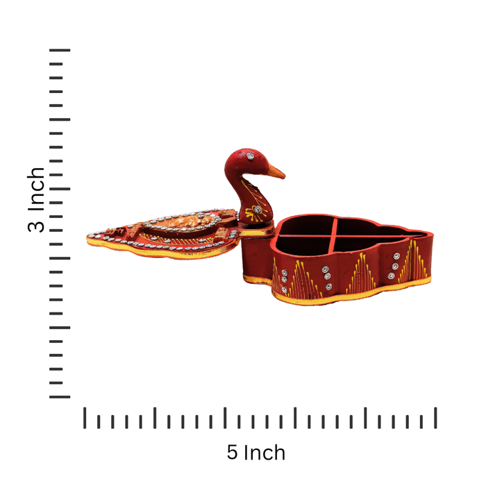 Handcrafted Wooden Swan Box for Temple Decor and Tika Presentation