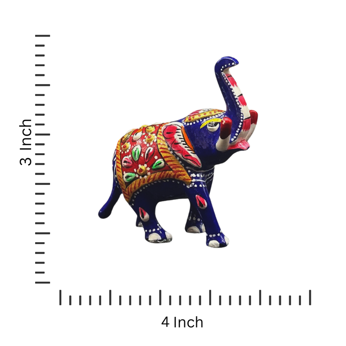Handcrafted Meenakari Elephant with Trunk-Up – Elegant Home Decor