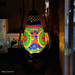 Multi Colored Wooden Mosaic Glass Desk & Table Lamp/Lantern