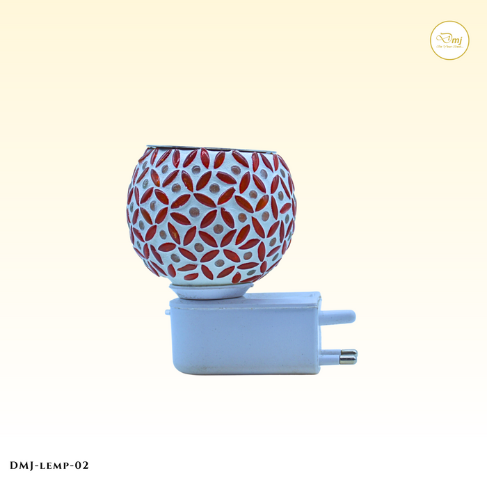 Handmade Round Glass Roli Poli Lamp with Colorful Mosaic Patterns