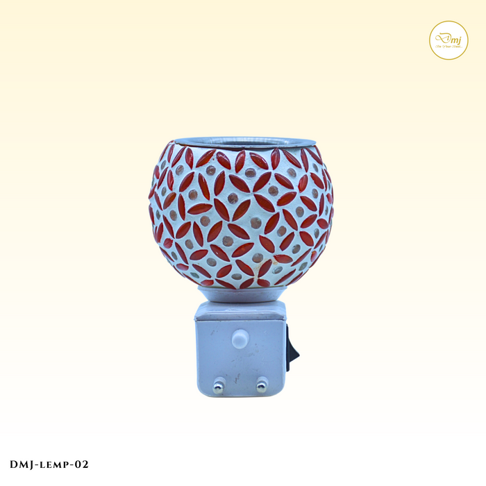 Handmade Round Glass Roli Poli Lamp with Colorful Mosaic Patterns