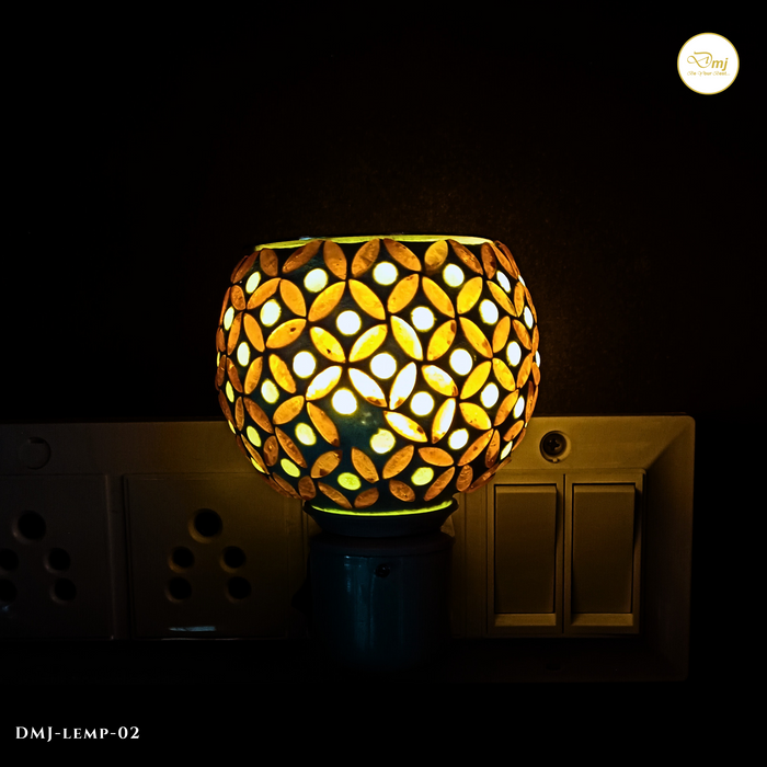 Handmade Round Glass Roli Poli Lamp with Colorful Mosaic Patterns