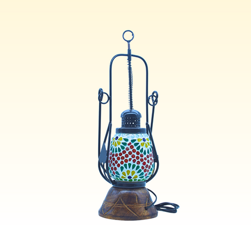Festival décor lamp with flower mosaic patterns and artistic handmade design
