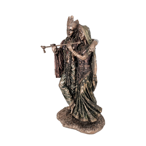 Polyresin Bronze Finish Radha Krishna Idol Decorative Statue
