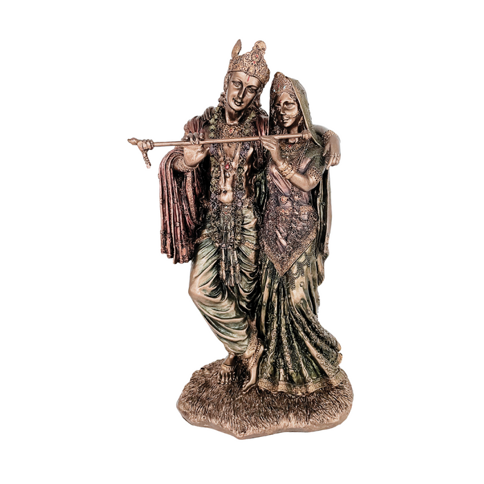 Polyresin Bronze Finish Radha Krishna Idol Decorative Statue
