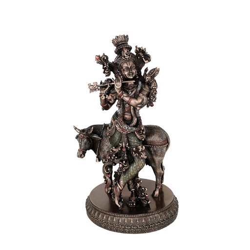 Lord Krishna Standing Statue with Cow