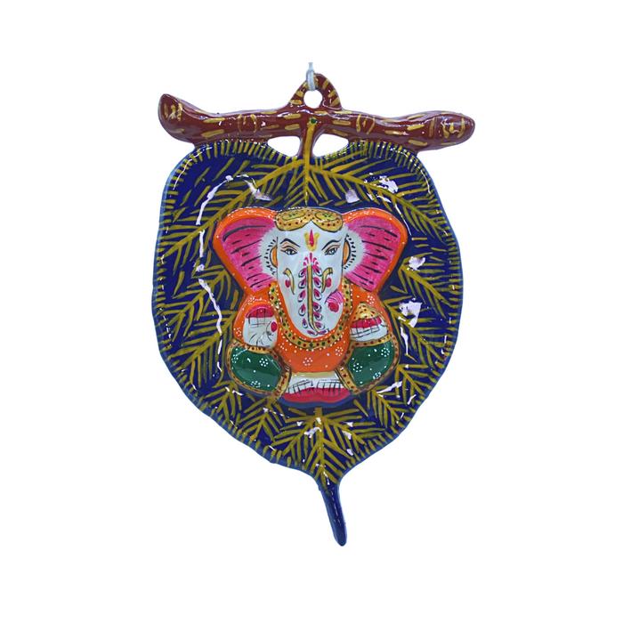 Handcrafted Ganesha with Peepal Leaf Design