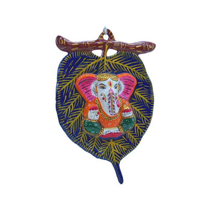 Handcrafted Ganesha with Peepal Leaf Design