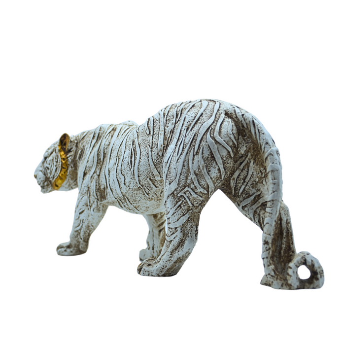 White Resin Walking Tiger Sculpture Online 