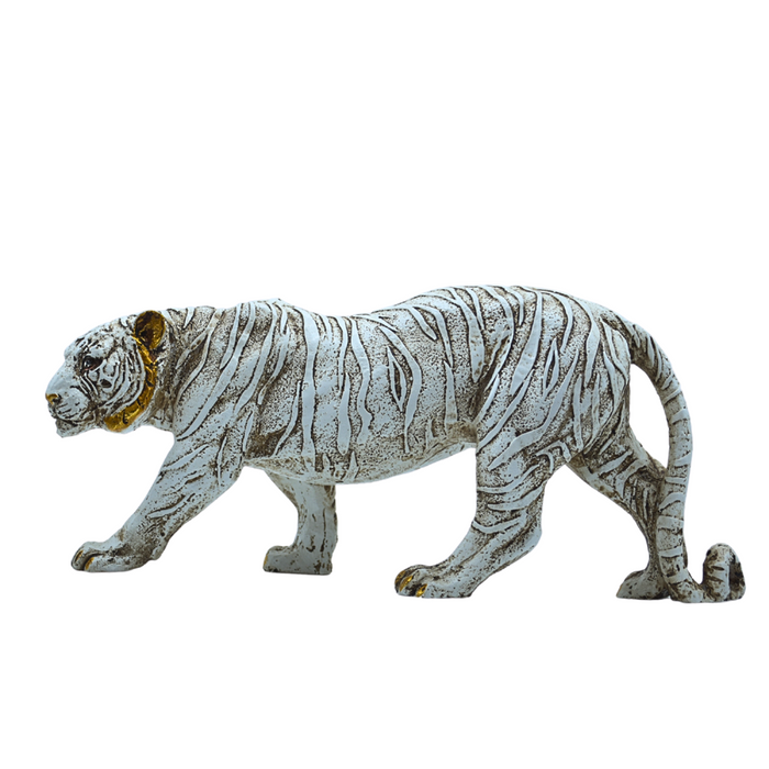 White Resin Walking Tiger Sculpture Online 