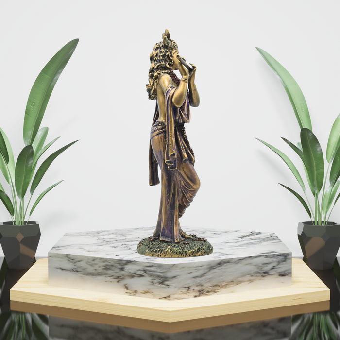 Resin Brass Finish Krishna Statue