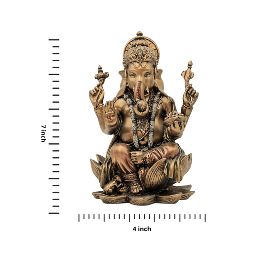 Brass Finish Resin Ganesha Idol Statue for Home & Temple Decor
