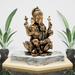 Brass Finish Resin Ganesha Idol Statue for Home & Temple Decor