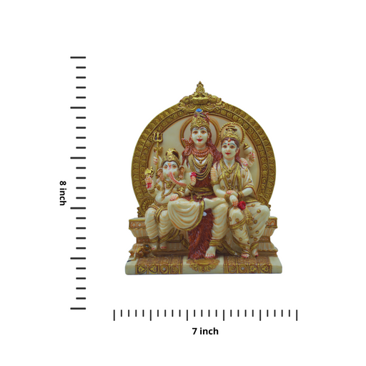 White Resin Marble Shiva Parivar Statue with Ganesha & Kartikeya