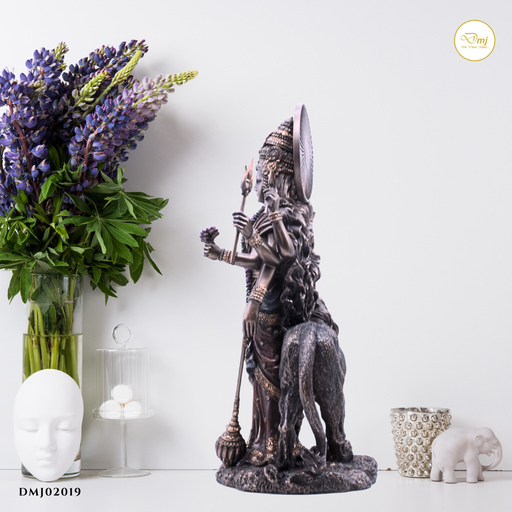Handcrafted Copper Finish Goddess Durga Mata Idol Statue