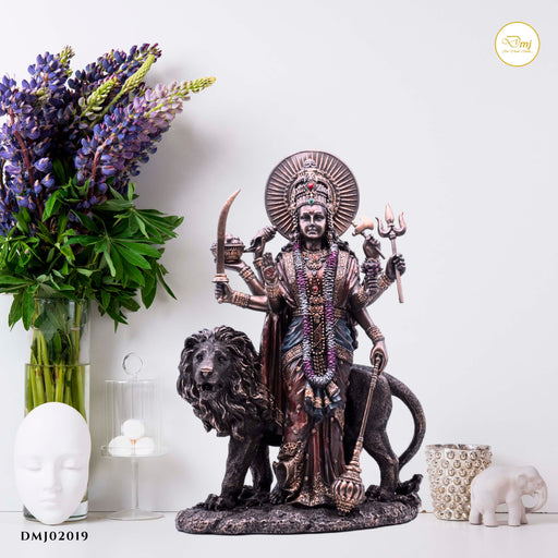 Handcrafted Copper Finish Goddess Durga Mata Idol Statue