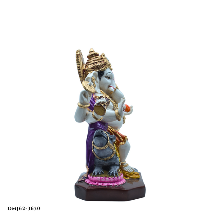 Handcrafted Lord Ganesha Idol on Mouse | Decorative Resin God Statue for Home & Office