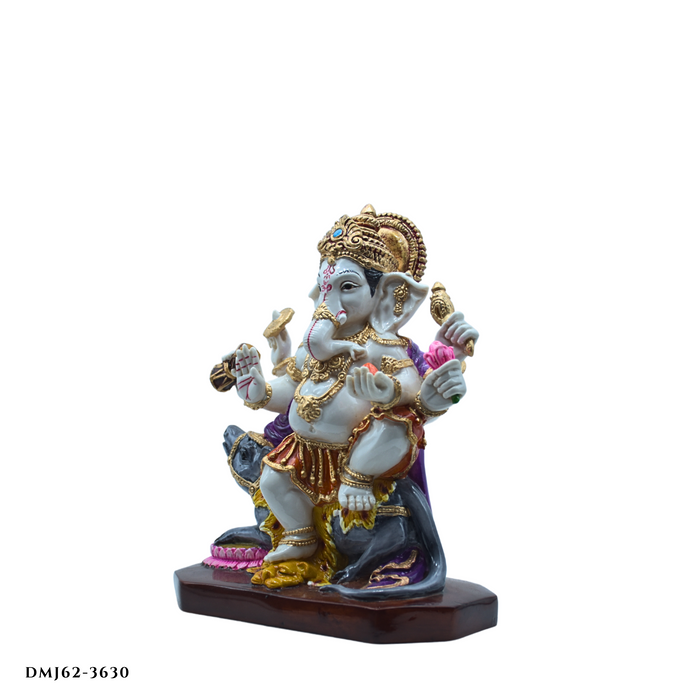 Handcrafted Lord Ganesha Idol on Mouse | Decorative Resin God Statue for Home & Office
