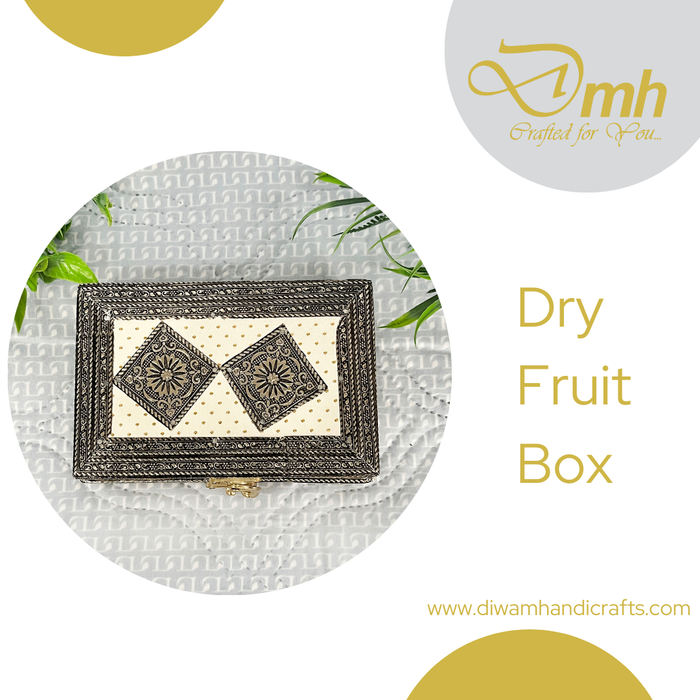 Wooden Dry Fruit Box with Metallic Paper