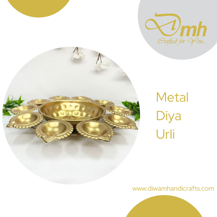 Elevate your Diwali celebrations with this exquisite metal diya urli