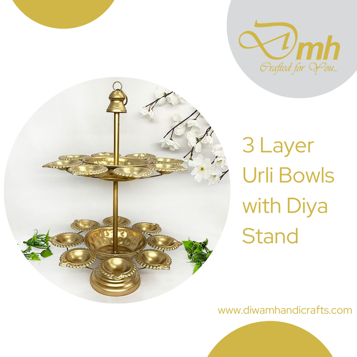 Elevate your home decor with this exquisite 3-tier urli bowl set