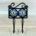 Floral Print Dual Hook Ceramic & Iron Key Holder