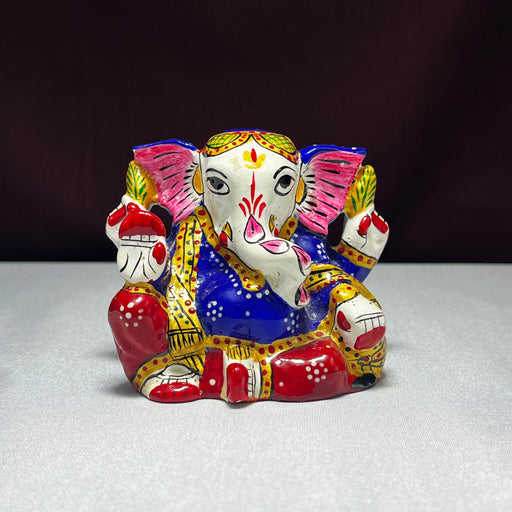 Handmade Metal Lord Ganesha Statue in Sitting Position for Temple Decor